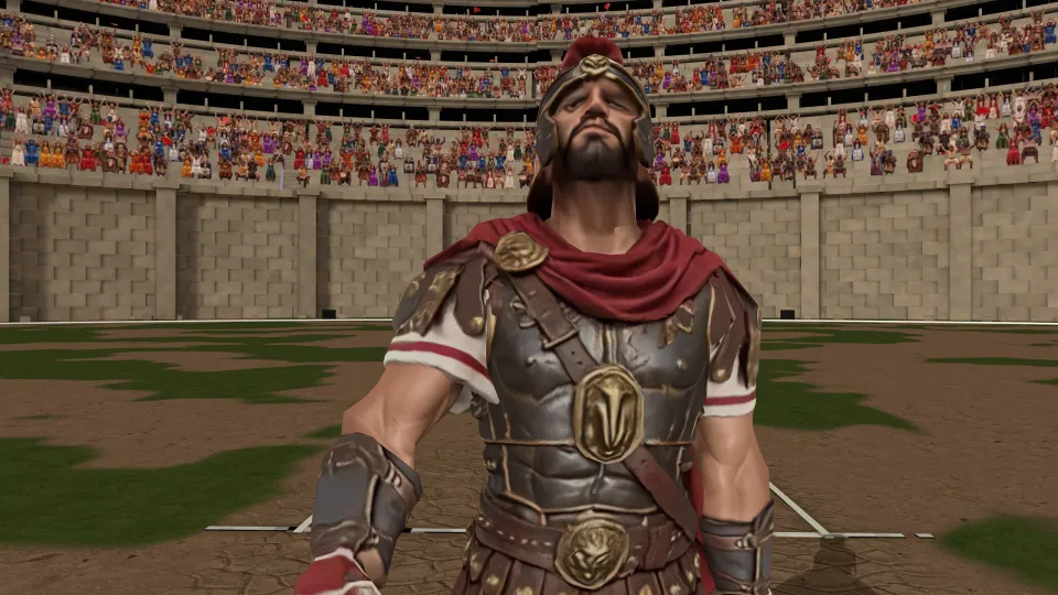 A gladiator fielder in a crested helmet